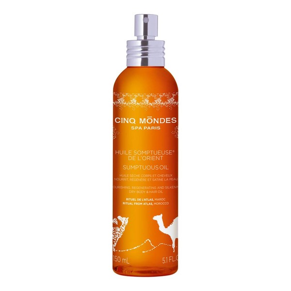 Cinq Mondes Sumptuous Dry Body Oil- 5.1 oz. Deeply nourish and rehydrate dry skin with Argan, Sesame, and Olive oils