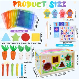 Druuzyl Montessori Toy from 1 2 3 Years Educational Toy, Motor Skills Game, Carrots Plug-In Game Wood, Boys Girls Wooden Toy Children's Toy