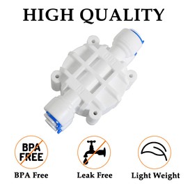 1/4 Inch Tube Automatic Shut Off Valve, with Quick-Connect Fittings, for RO Reverse Osmosis Water Filter System (Pack of 1) White