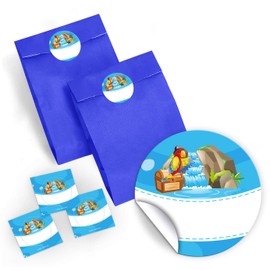 JuNa-Experten Children's Birthday Party Bag Set of 12 Gift Bags + 12 Stickers + 12 Mini Blocks Dolphin / Party Bags Party Favours Children Girls Boys Boys Notepad