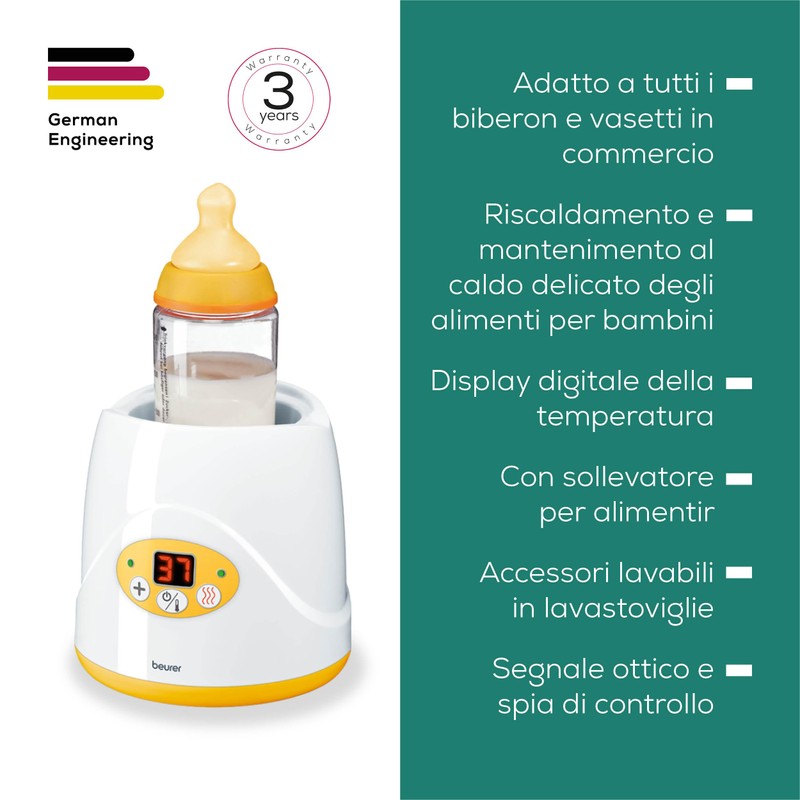 Beurer BY 52 Scaldabiberon e Scaldapappe 2in1 con Display Digitale,