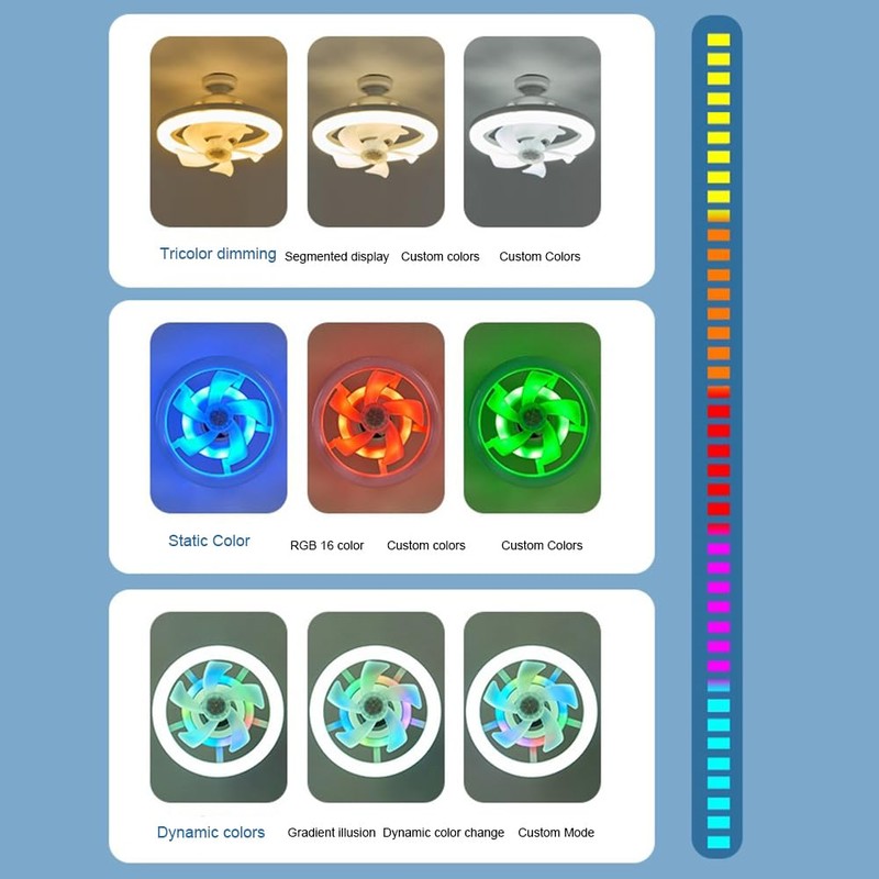 Demiawaking Fan LED Ceiling Fan with Lighting, Universal E27 LED