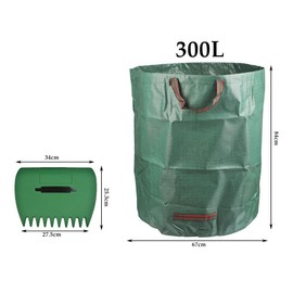 OctBird 2 Pcs Leaf Picker & 300L Large Garden Waste Bags Set,Waterproof Rubbish Refuse Sacks with Handles 84×67cm,34×25cm Leaf Shovel Hand Rake Leaf Claw Collector,for Garden(With 1 Support Rope)