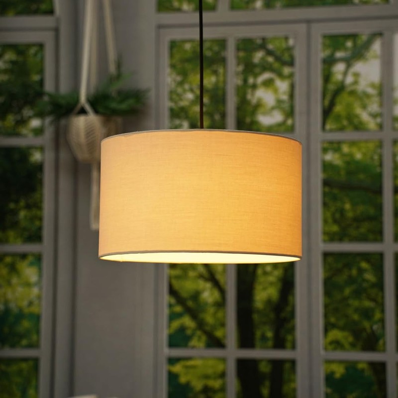 MiniSun | Medium Modern Natural Fabric Drum Light Shade |