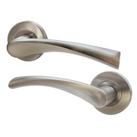 EAI Nickel Internal Door Handle | 1 Pair Satin Nickel Lever on Rose Round Handles | Novoli Range