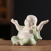 Houlu Small Green Laughing Buddha Statue for Home Decor, Ceramic