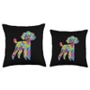 Watercolor Colorful Poodles Dog Throw Pillow