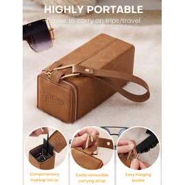 cloudever Sunglasses Travel Case Organizer Hangable for Men Women, Eyeglasses Foldable Storage Organizer(Amber Brown)