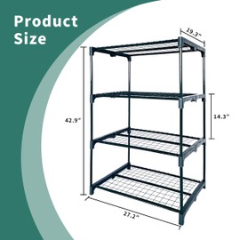 GreenGiggle 2 Pack Plant Stand Indoor Plant Shelf Outdoor,4 Tier Metal Greenhouse Shelves for Multiple Plant Pot Holder, Waterproof Greenhouse Shelving for Living Room Patio Home Decor for Gardening