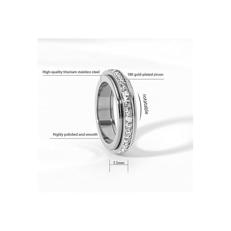 366DAYS Anxiety Rings for Women Titanium Steel Spinner Fidget Band