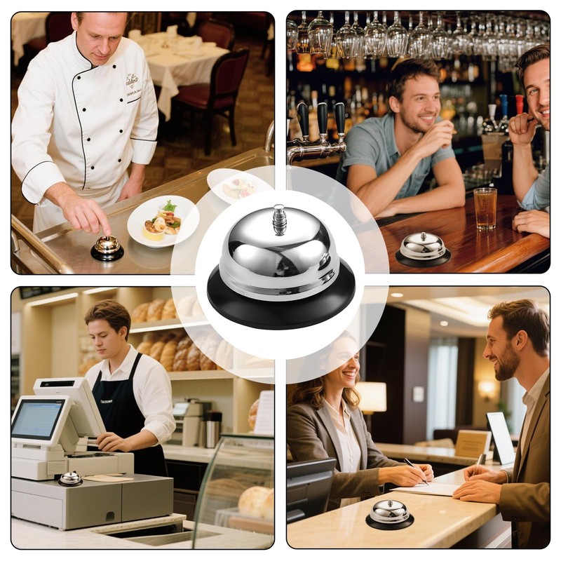 2 x Reception Bell, Stainless Steel Table Bell, Reception Bell,