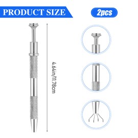 2Pcs 4 Prongs Jeweler's Pick Up Tool 4 Prong Diamond Claw Tweezers Pearl Grabber Pick Up Tool Piercing Ball Grabber for Tiny Objects Ic Chips Electronic Components