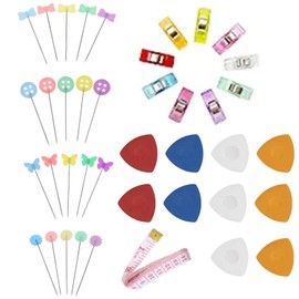 Paifeancodill Sewing Needle Straight Pin Set, 261 Pieces Sewing Needles Flat Head Straight Pins Flat Head Sewing Needles with Flowers Butterflies Bow Ties and Buttons Sewing Clips for DIY Decoration