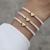 ALRNBY Gold Pearl Initial Bracelet for Women Dainty Pearl Bead