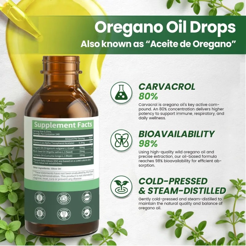 Lukaree Aceite Orgánico De Orégano 80% Carvacrol 2 Oz