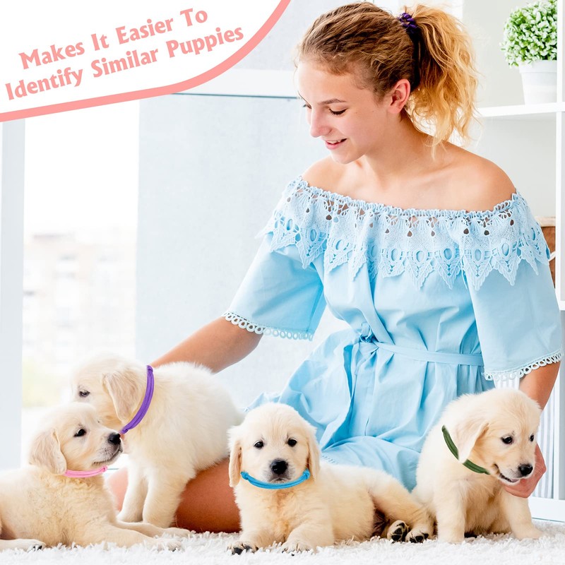 BOUMUSOE 16pcs Adjustable Puppy ID Bands - Multi Coloured Whelping