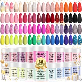 Lavender Violets 36 Colors Dip Powder Nail Kit Starter Quick Drying Dipping Powder Colors Set French Nail Nude Neon All Seasons for Home Salon M950