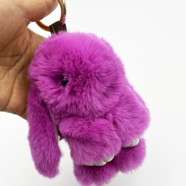 Unpafcxddyig Bunny Keychain Cute Soft Artificial Fur Keychain Car Handbag Rabbit Keyring,purple