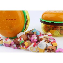 Laxia 2 Estuches Hamburguesa Con Gomas Mini Aroma Kawaii Borrador