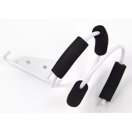 Beauty Headquarters 1pc Blow Dryer Double Ring Metal Wall Mount Holder White/Black Rubber