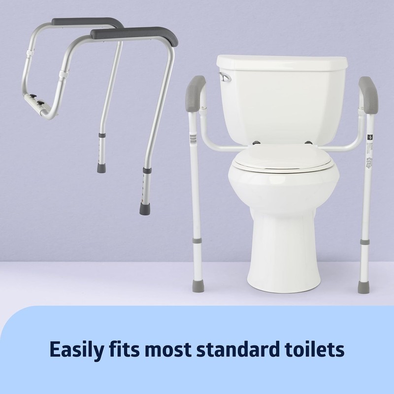 Foldable Toilet Safety Rail with Adjustable Height – Universal Fit