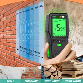 Pinless Moisture Meter for Walls, Wood, Drywall – Non-Invasive Moisture Detector with Deep Scan, Digital LCD Display – Wall Moisture Tester for Water Damage, Home Inspections, Renovation