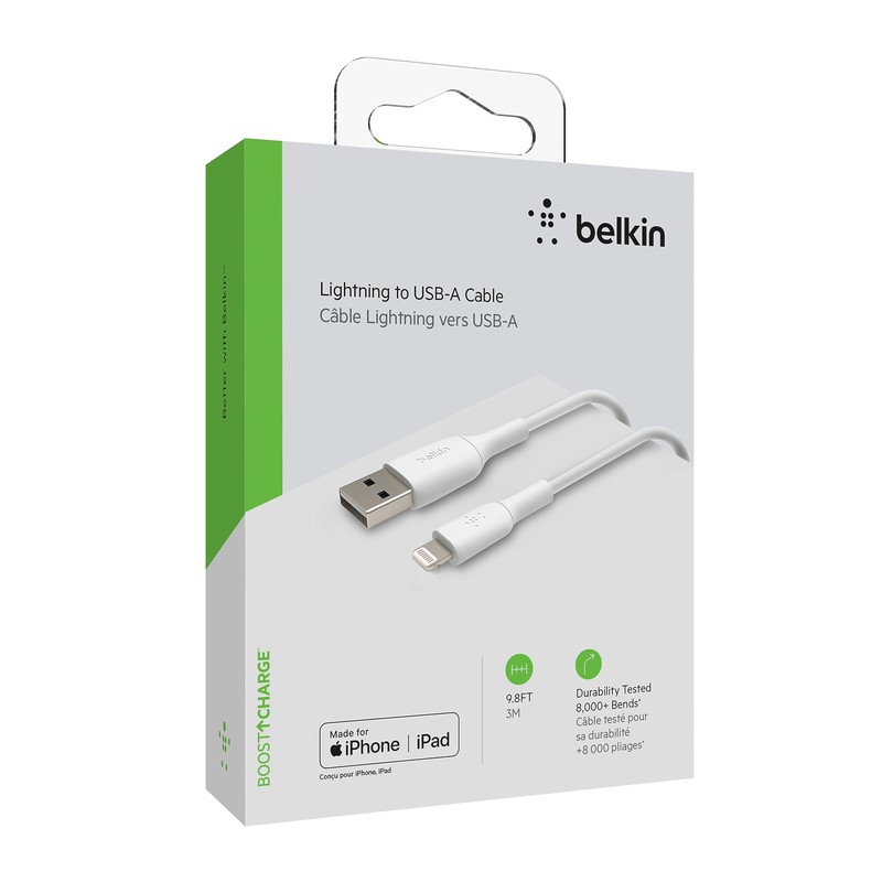 Belkin BoostCharge Lightning Cable - 9.8ft/3M - MFi Certified Apple