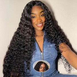 Smilenice Water Wave Human Hair wig For Black Women, Glueless Wigs Human Hair Pre Cut 5x6 HD Lace Front Wigs 180 Density, Pre Plucked Wear And Go Glueless Wig 16 Inch