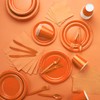 Amcrate Rectangular Plastic Orange Reusable Tablecloth Cover - Ideal for