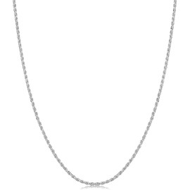 Y'all Sterling Silver Chain: 1.5mm thick, 16" length, a stylish Italian Rope Chain with a Braided Twist Link design. Crafted in 925 sterling silver—perfect for Men and Women.