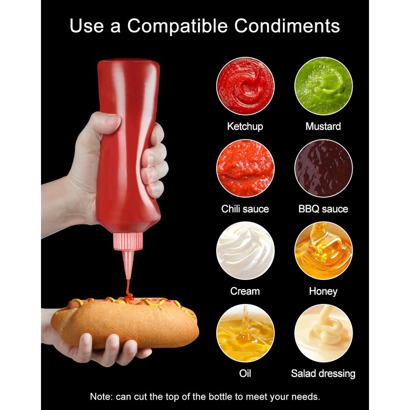 Squeeze Bottles, 16 OZ Plastic Sauce Squeeze Bottle Set with