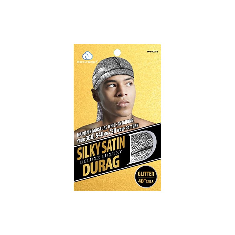 Dream World Silky Satin Durag | 40" Tail | Glitter