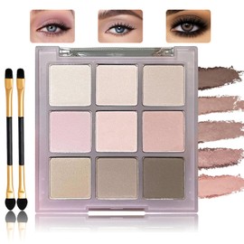 9-Color Matte Eyeshadow Palette – Creamy & Blendable Formula, Nude, Brown & Pink Tones, Long-Lasting Eye Makeup for Daily & Evening Looks, Includes Brushes