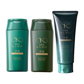 WELL BEST LILIGE KURO Hair Color 3 Piece Set (Black Hair Shampoo & Black Hair Color Pack) for Women, Color Treatment (Dye + Moisturizing), Young Appearance, Damage Repair (Washout) Gray Hair