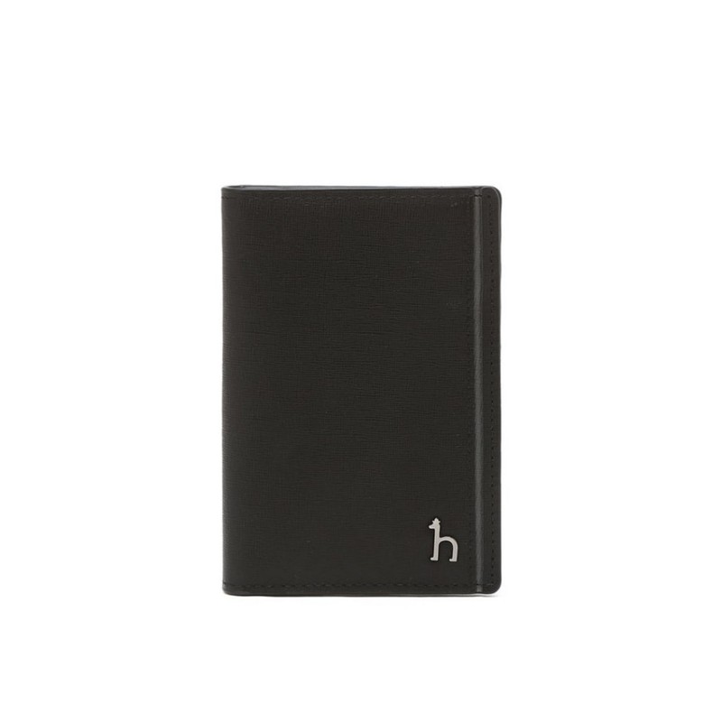 Hazzys Men's Accessory Black Contrast Point Leather Card Wallet HJHO6F336BK