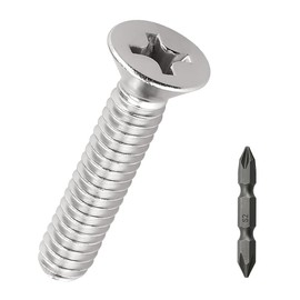 1/4-20 x 1-3/4" Flat Head Machine Screws (25 pcs), 18-8 (304) Stainless Steel, Phillips Drive Flat Head Machine Screws, Bright Finish, Fayeploo (with Phillips Driver Bit)