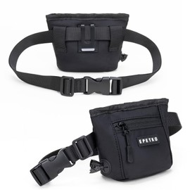 EPETKO Dog Treat Bag,Powerful Magnetic Closure Device Dog Treat Pouch, Large Capacity Dog Treat Bag Pouch with Poop Bag Dispenser, Treat Pouch for Dog Training with Metal Waistband Clip (Black)