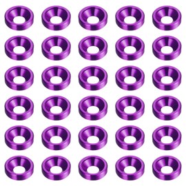 sourcing map 30pcs Countersunk Washers M3 Anodized Aluminum Alloy Finishing Washers Screw Seals for Mechanical Accessories Purple