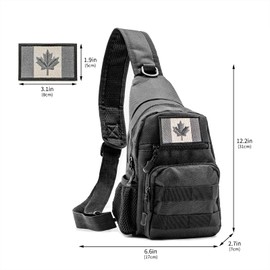 Tactical Sling Bag with Flag Patch - Military Backpack for Hiking, Hunting, Fishing - Crossbody Bags for Men, Army Backpack (Black)