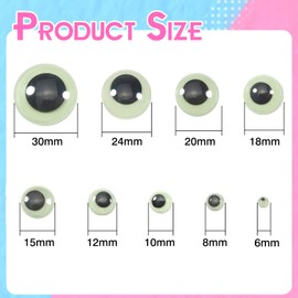TOAOB 500pcs Glow in The Dark Wiggle Googly Eyes Self Adhesive Luminous Googly Eyes Assorted Sizes Plastic Sticker Eyes for DIY Crafts Scrapbooking Decoration