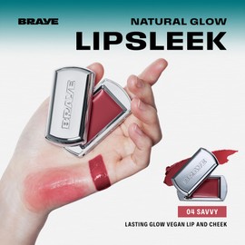 BRAYE Lipsleek Vegan Makeup Blush - Monochromatic 2-in-1 Lip Balm & Face Makeup, Hydrating & Mood Buildable, Cruelty-Free, 10 Natural Looking Colors .08 oz/ 2.3g l 04 Savvy