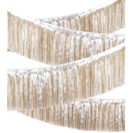 Premium Matte Champagne Gold Fringe Tassel Banner for Party Decoration -4 Layers Thick, 2 Pack | LILF Superior Tinsel Garland Party Streamer for Birthday Wedding Graduation Christmas Decoration