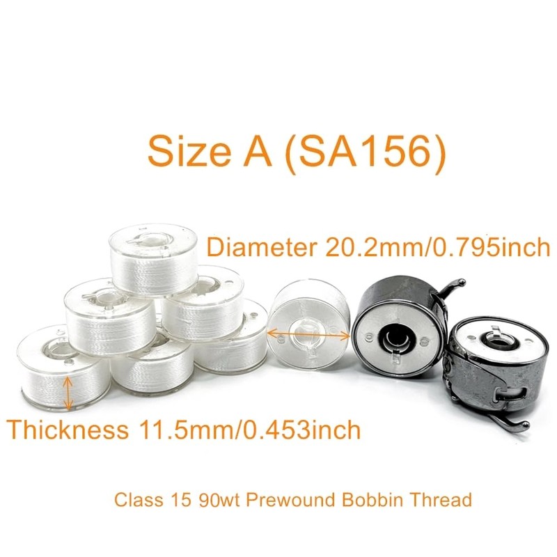 Sissewpro 144pcs White 60S/2 Prewound Bobbin Thread, Class 15 Size