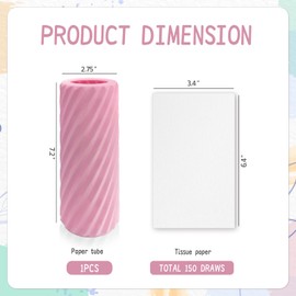 Car Tissue Holder, Refillable Round Cylinder with 3 Tissue Packs, Universal Fit for Vehicle Cup Holder, Home & Office, Car Accessories Interior (Pink)