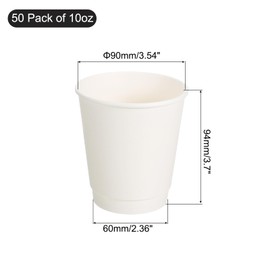 uxcell White Cup Paper Coffee Cups, 50 Pack 10 Oz x 90mm Double-Layer Disposable Hot/Cold Cups for Water, Milk, and Juice, Suitable for Party, Picnic,Travel