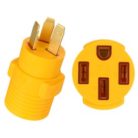 Kanayu 3 Prong Stove Adapter Compatible with NEMA 10-50p to 14-50r Adapter 3 Prong Male Plug to 4 Female Receptacle 50amp Ev Charger Generator Welder Power Cord Connector (Yellow)