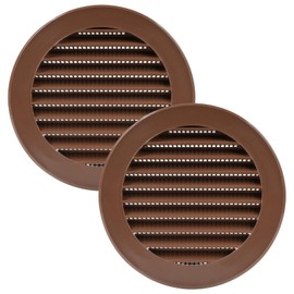 Vent Systems 100 mm / 4" Inch Round Soffit Vent Cover - Pack of 2 - Brown Louvered Plastic Grill Cover - Vent Grille with Screen Mesh - HVAC, Ducting, Pipe Air Supply Vents for Bathroom, Kitchen
