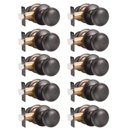 GOBEKOR 10 Pack Passage Door Knobs Keyless Interior Door Knobs with Lock Oil Rubbed Bronze Round Closet Door Knob Stainless Steel Door Knobs