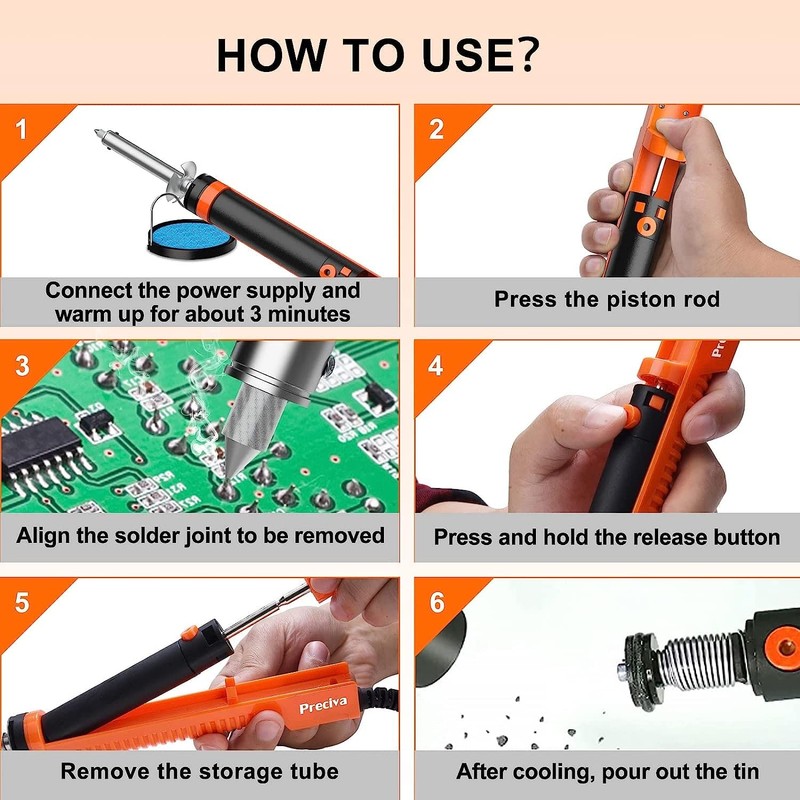 Preciva 929D-V Electric Desoldering Iron Solder Sucker, Portable Desoldering Gun,110V