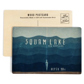 Squam Lake, New Hampshire, Lake Essentials, Lake Depth (4x6 Birch Wood Postcards, 2-Pack Stationary, Rustic Home Wall Decor)